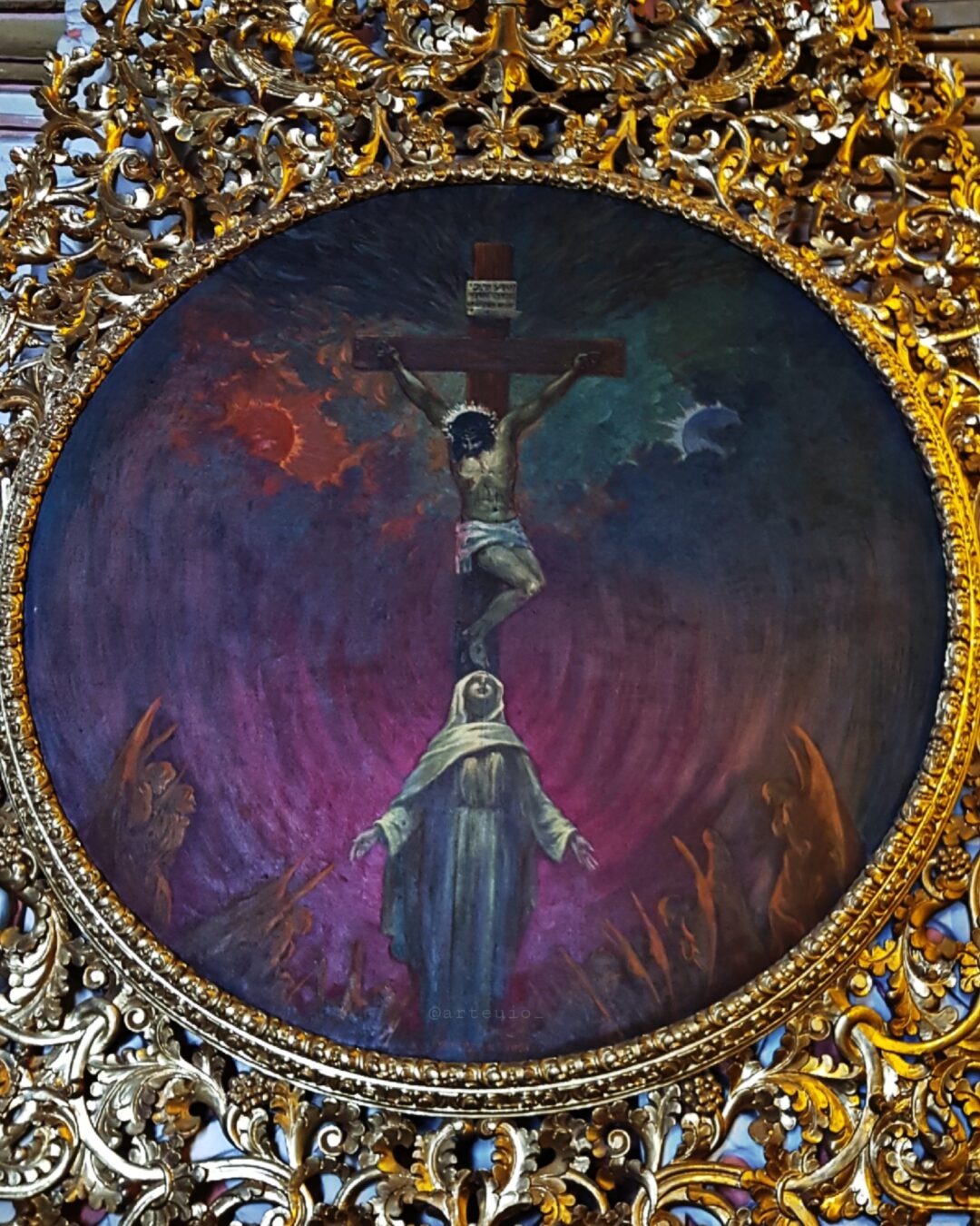 La Crucifixión por Víctor Mideros. Siglo XX (con marco)