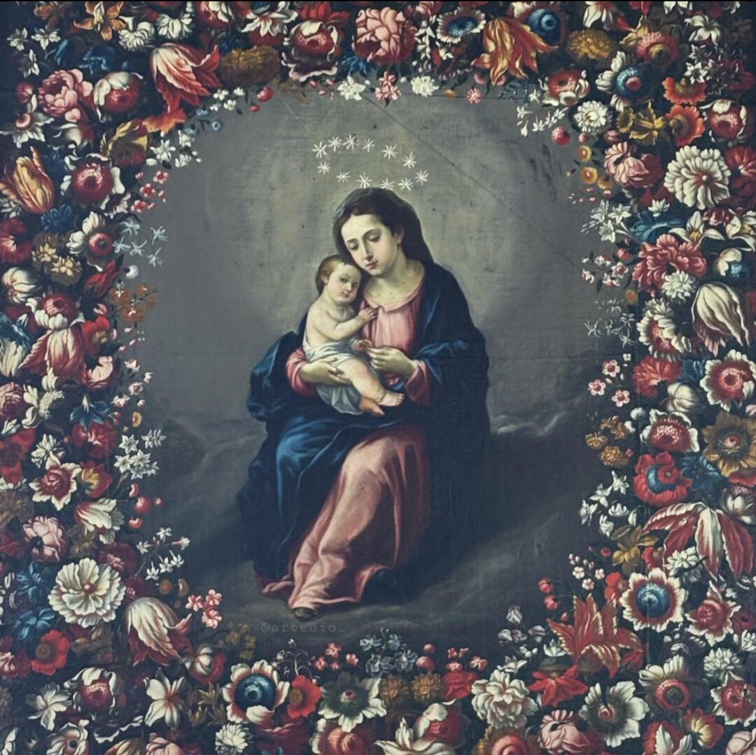 Virgen de las Flores atribuido a Miguel de Santiago. Siglo XVII